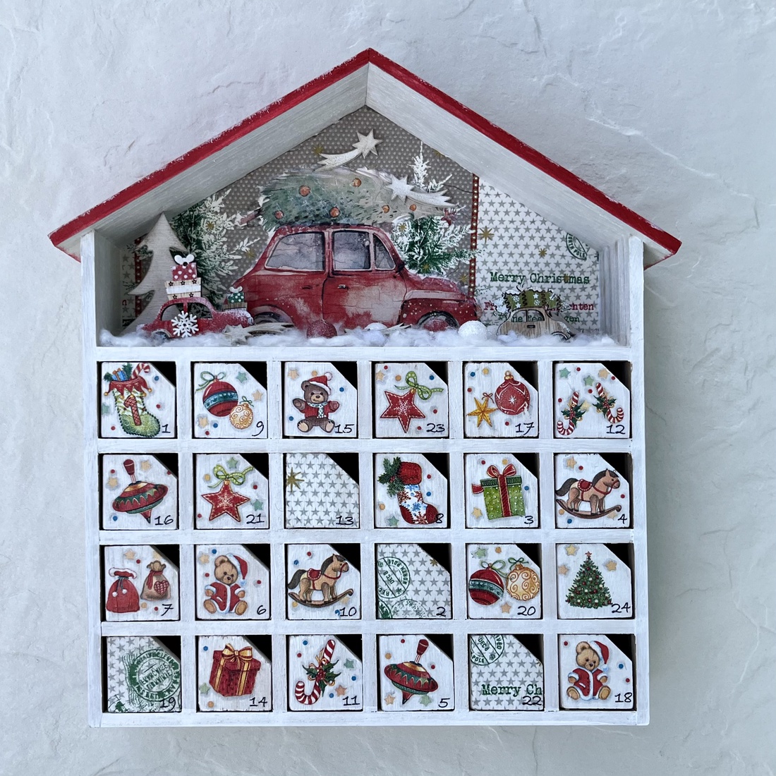 Casă de Advent, calendar  - crăciun - decorațiuni de advent - calendar de advent - Artynos.ro