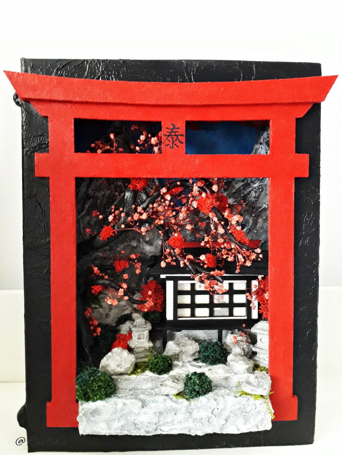 Dioramă gradină japoneză, Poarta japoneză- Torii Gate, Casa ceremonia ceaiului - casă & stil de viață - accesorii pentru decorat casa - decorațiuni de masă și decorațiuni pentru rafturi  - sculptură de carte, carte pliată - Artynos.ro