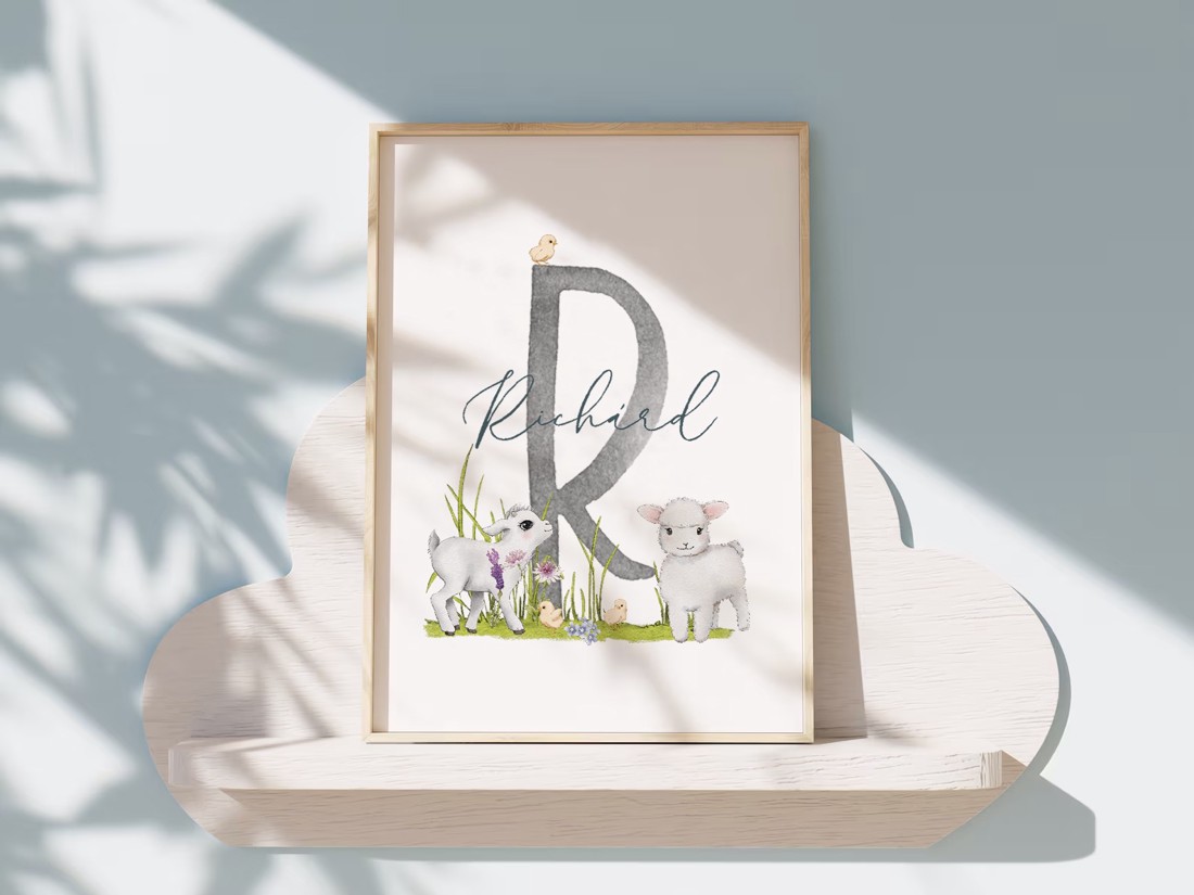 Viața la fermă, decorațiuni de perete, set poster cu monogramă, 3 bucăți -  - Artynos.ro