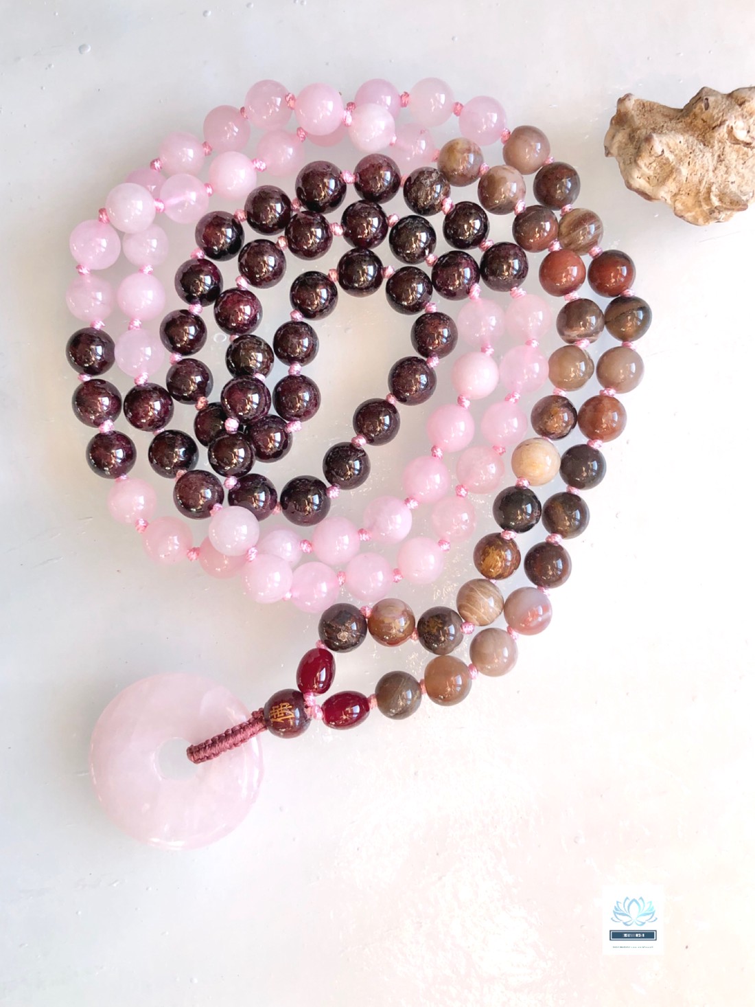 Garnet, cuarț roz, colier mineral de jad, bijuterii minerale -  - Artynos.ro