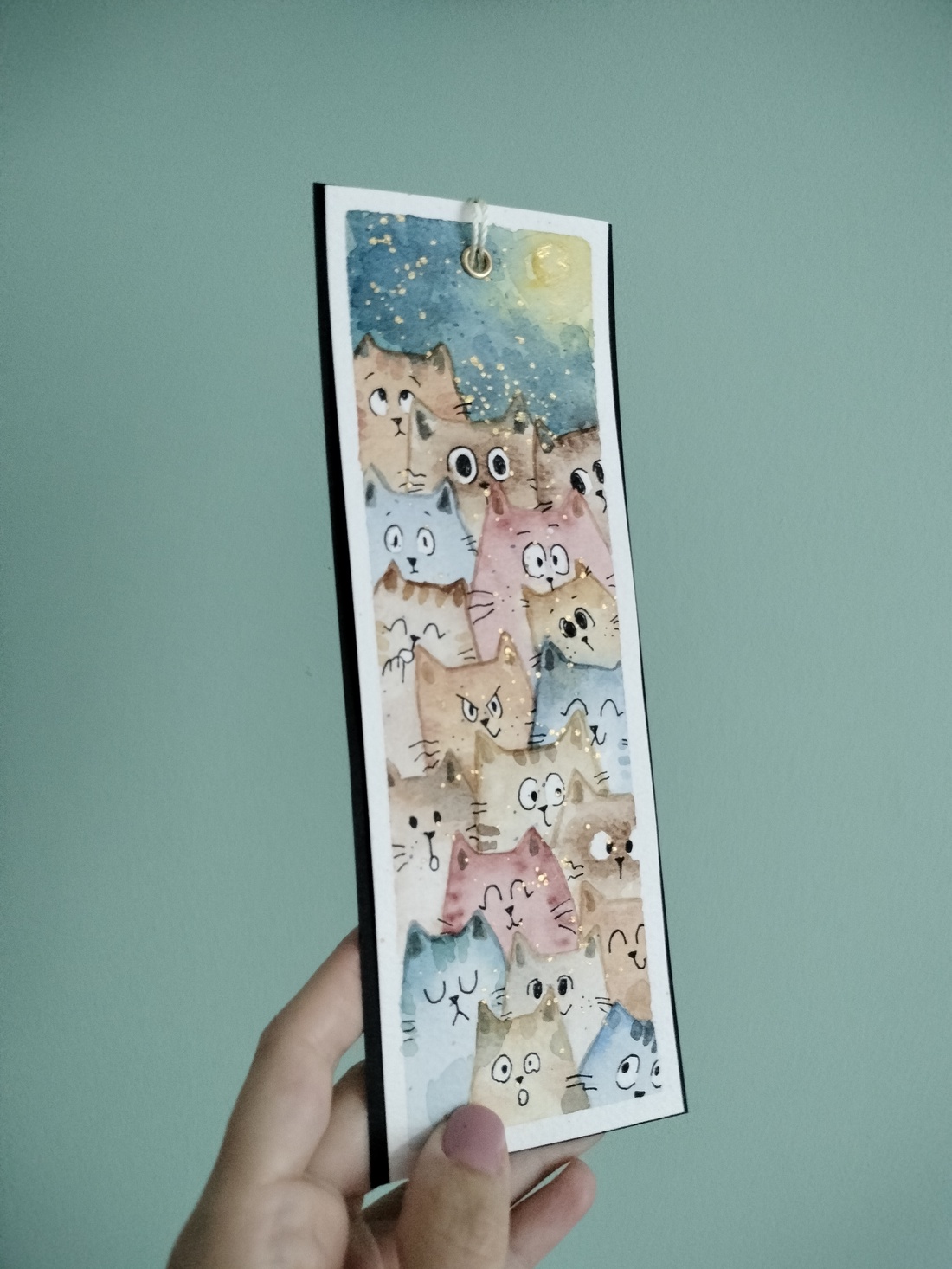 Semn de carte pictat manual cu pisici - arte vizuale și accesorii  - picturi - acuarele picturi - Artynos.ro