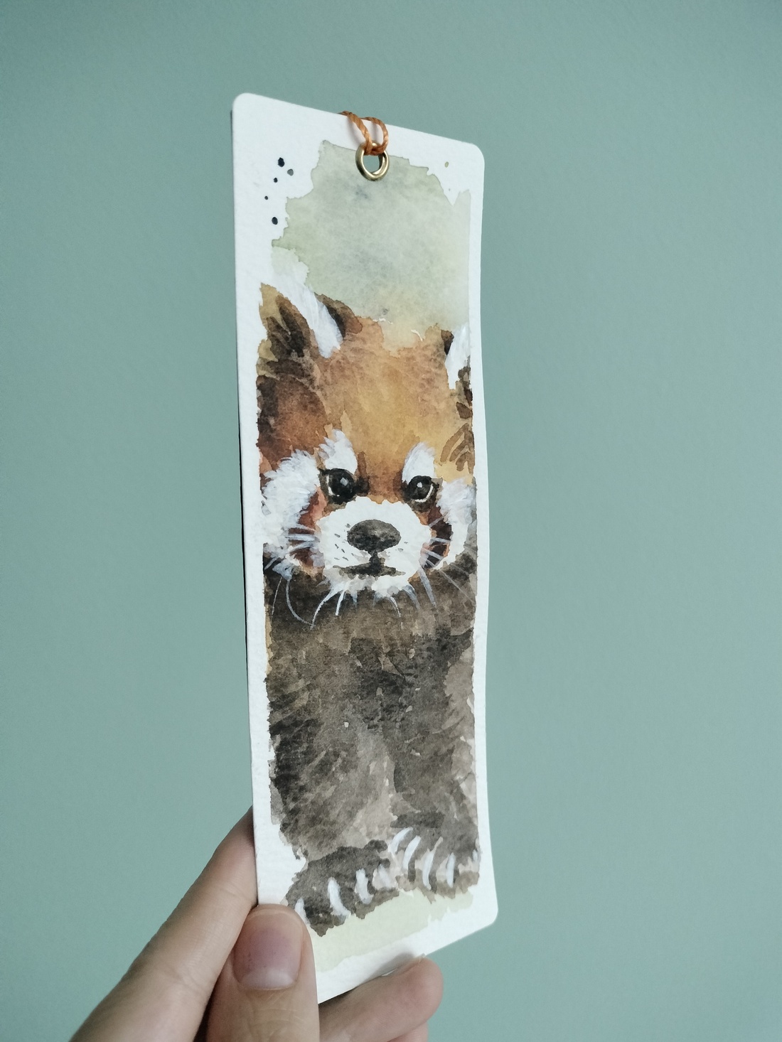 Set de 2 semne de carte pictate manual - Panda rosu  - arte vizuale și accesorii  - picturi - acuarele picturi - Artynos.ro