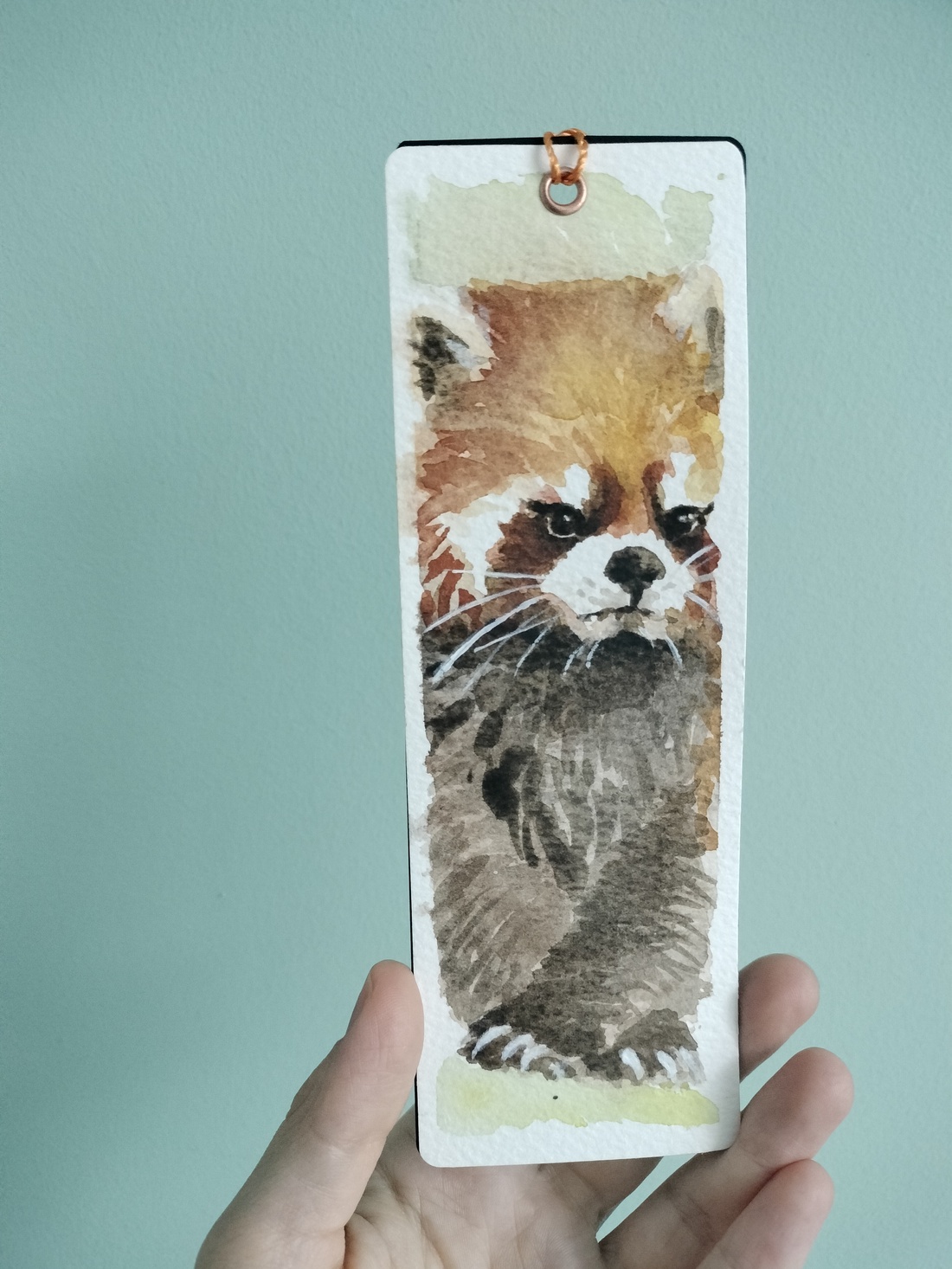 Set de 2 semne de carte pictate manual - Panda rosu  - arte vizuale și accesorii  - picturi - acuarele picturi - Artynos.ro