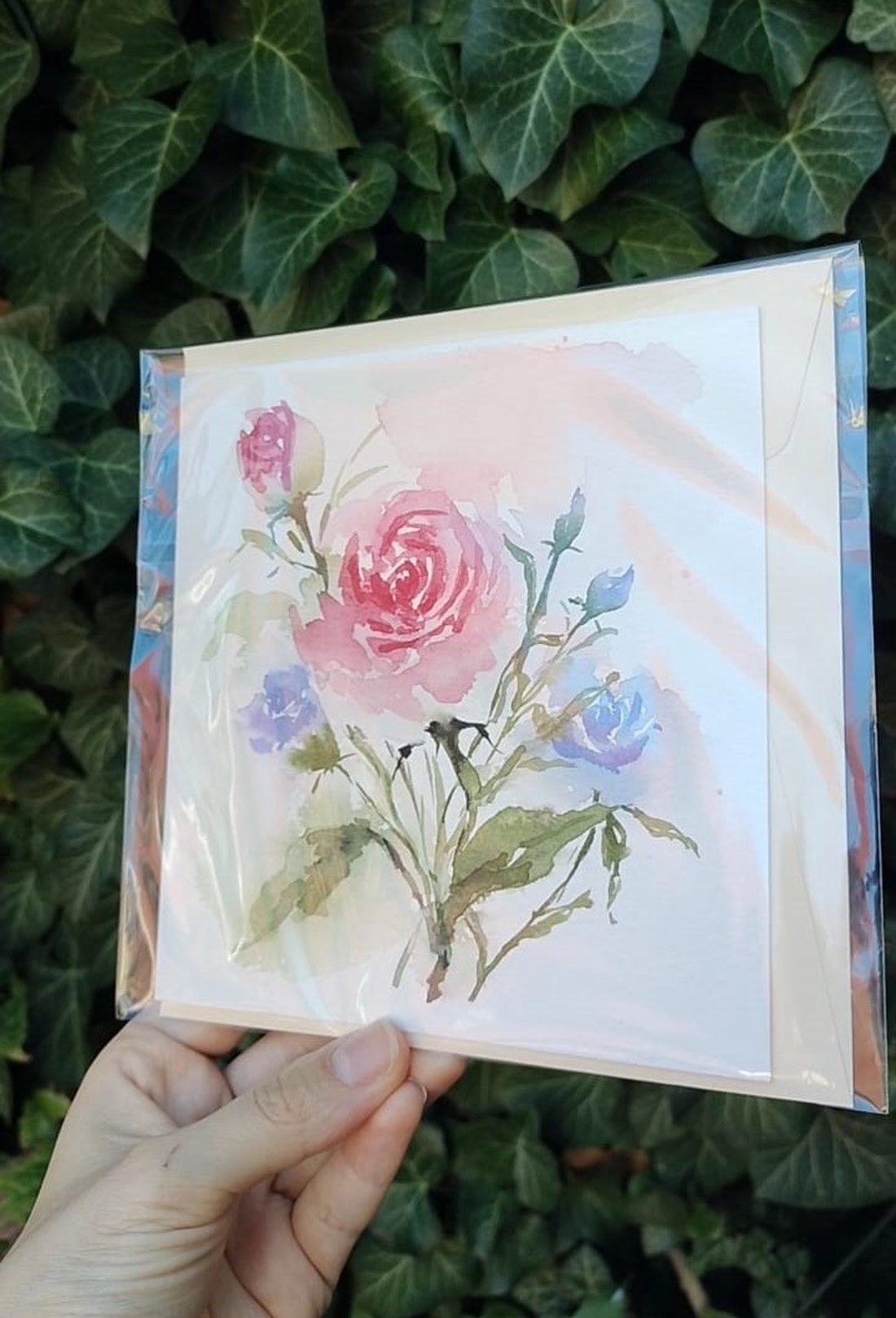 Felicitare pictata manual - trandafiri - casă & stil de viață - produse de papetărie - invitații, felicitări - Artynos.ro
