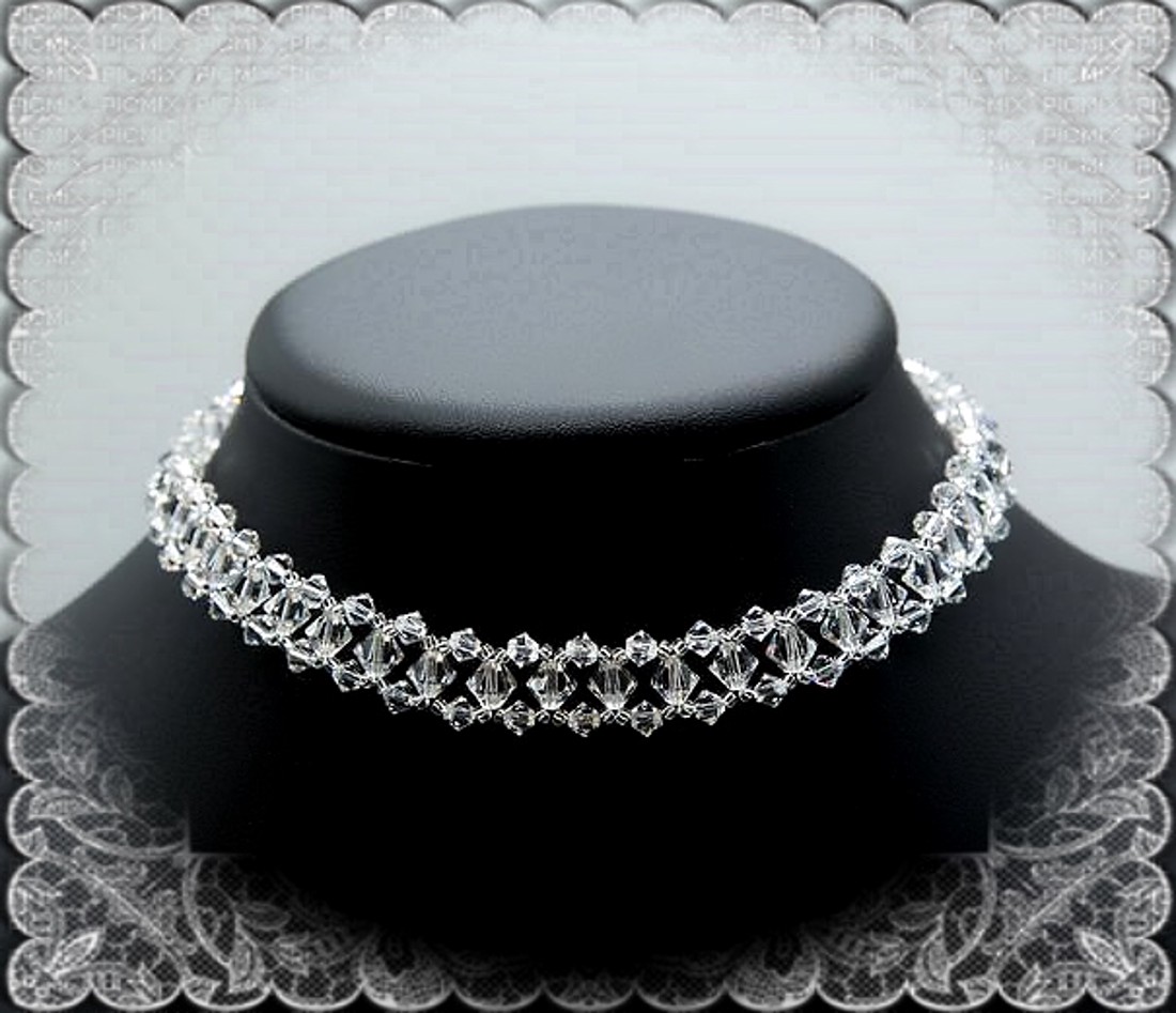 Nunta, lanț choker de mireasă cu cristale Swarovski SL-ESW04-1 -  - Artynos.ro