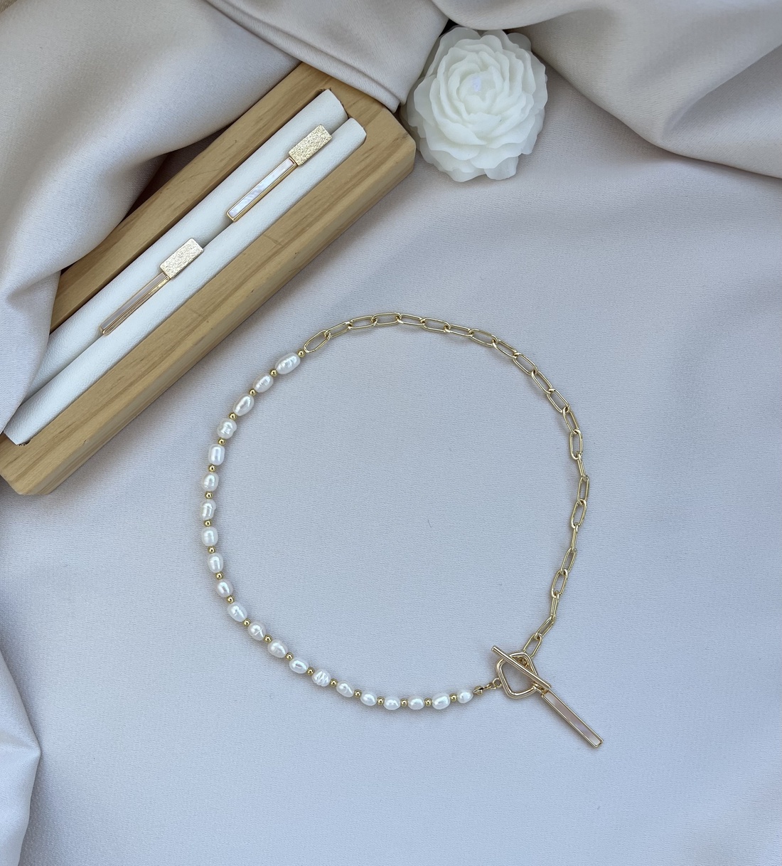 Set colier și cercei - accesorii nuntă - bijuterii mireasă - set bijuterii de mireasă - Artynos.ro