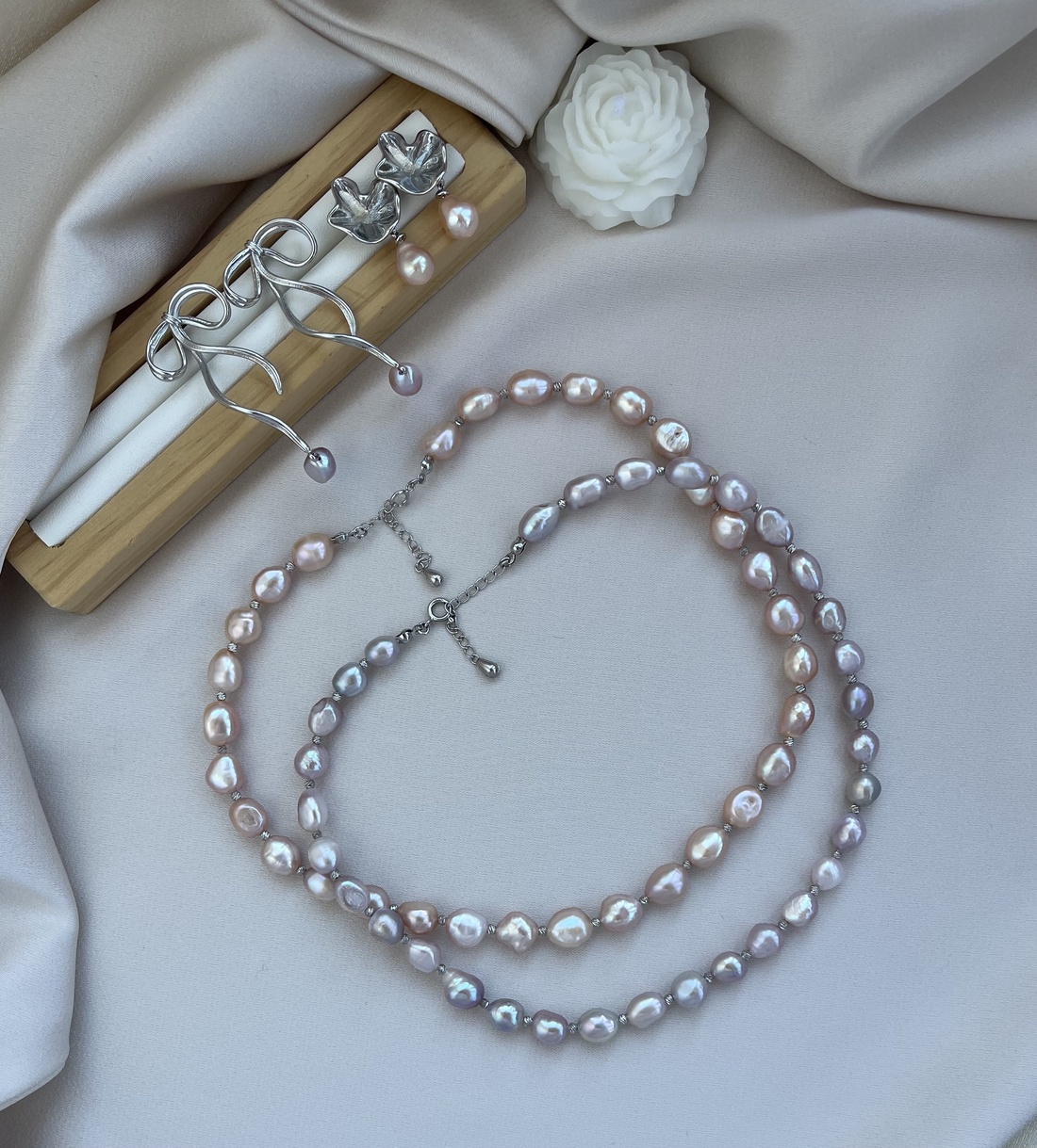 Set colier și cercei handmade - accesorii nuntă - bijuterii mireasă - set bijuterii de mireasă - Artynos.ro