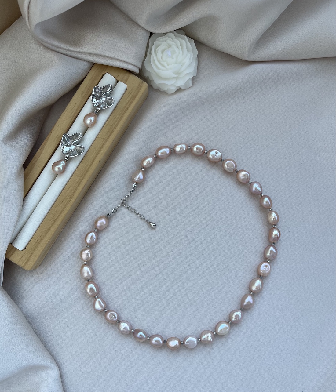 Set colier și cercei handmade - accesorii nuntă - bijuterii mireasă - set bijuterii de mireasă - Artynos.ro