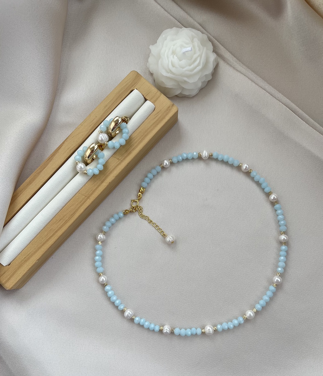 Set colier și cercei handmade - accesorii nuntă - accesorii și cadouri de burlecițe - Artynos.ro