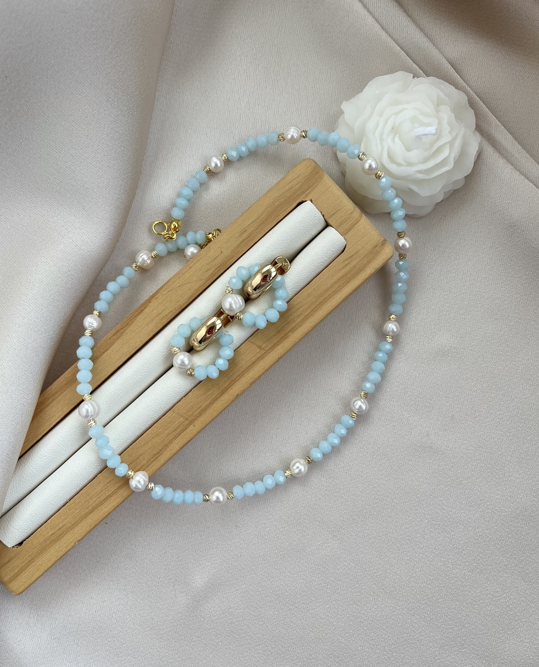 Set colier și cercei handmade - accesorii nuntă - accesorii și cadouri de burlecițe - Artynos.ro