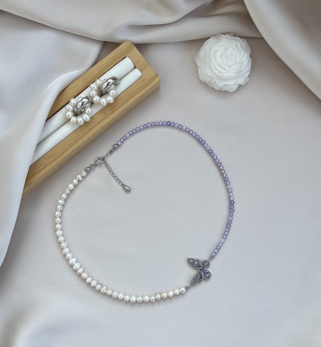 Set colier și cercei handmade - accesorii nuntă - accesorii și cadouri de burlecițe - Artynos.ro