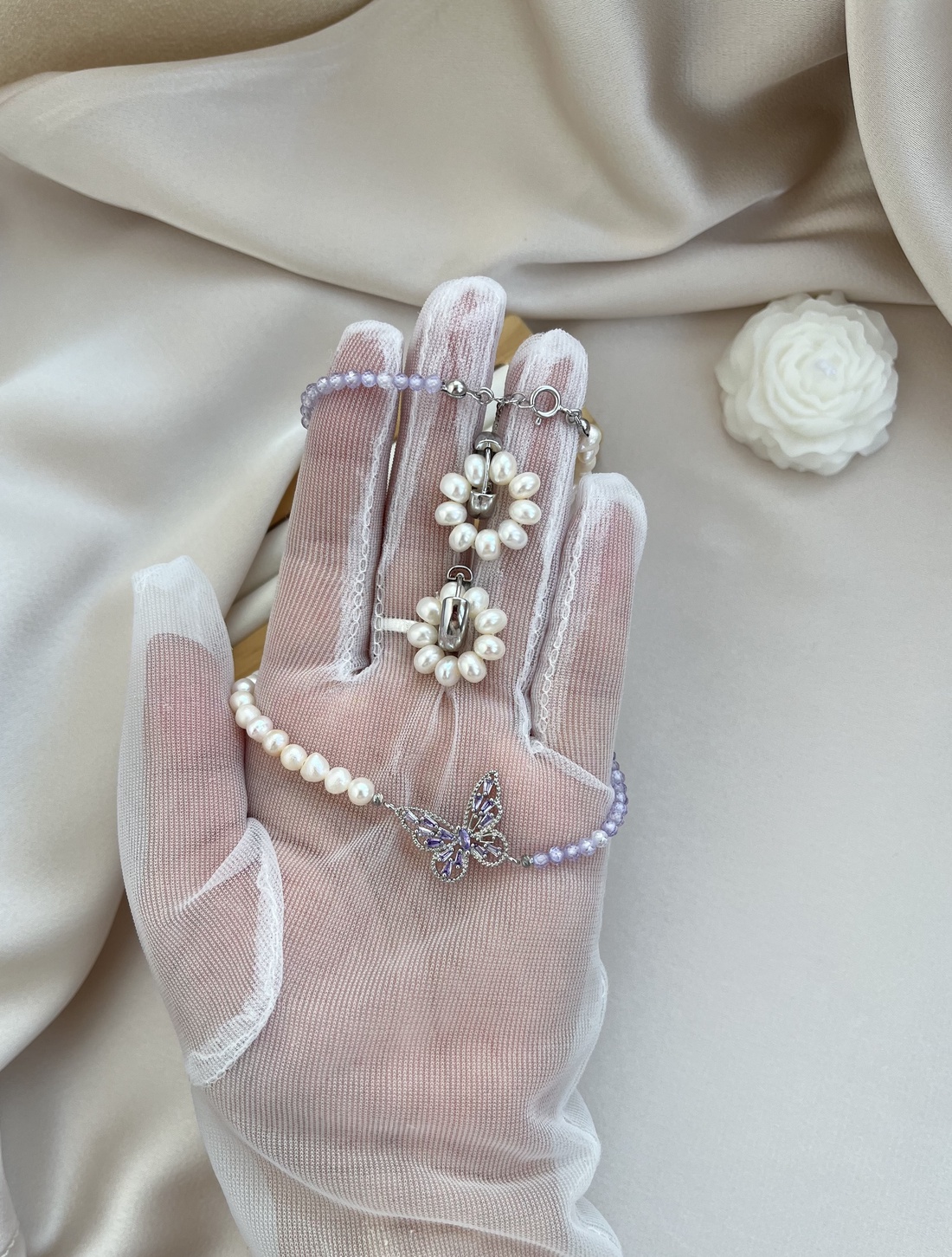 Set colier și cercei handmade - accesorii nuntă - accesorii și cadouri de burlecițe - Artynos.ro