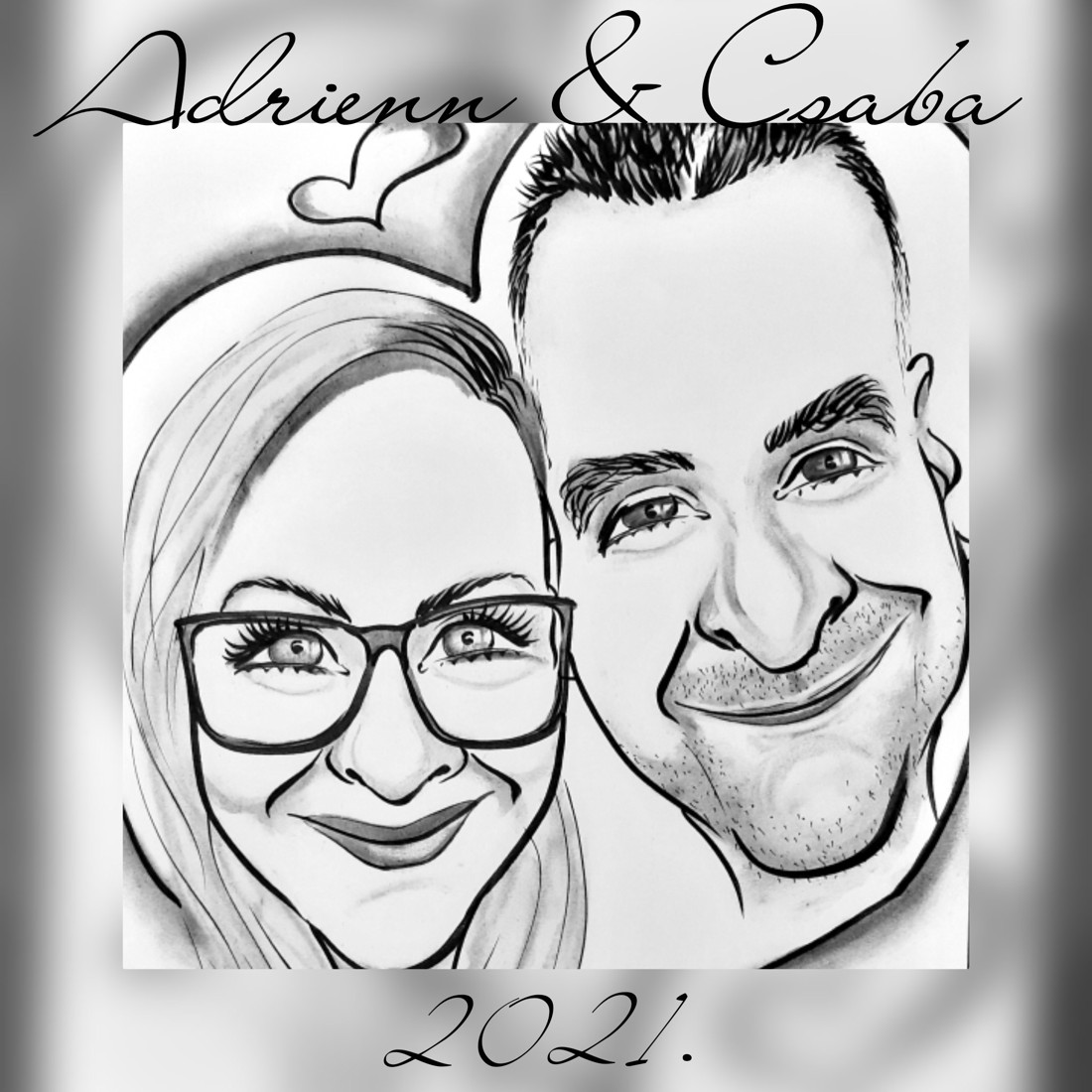 Cuplu de caricaturi cu inimi ca un cadou - arte vizuale și accesorii  - grafică, ilustrație - alte desene - Artynos.ro