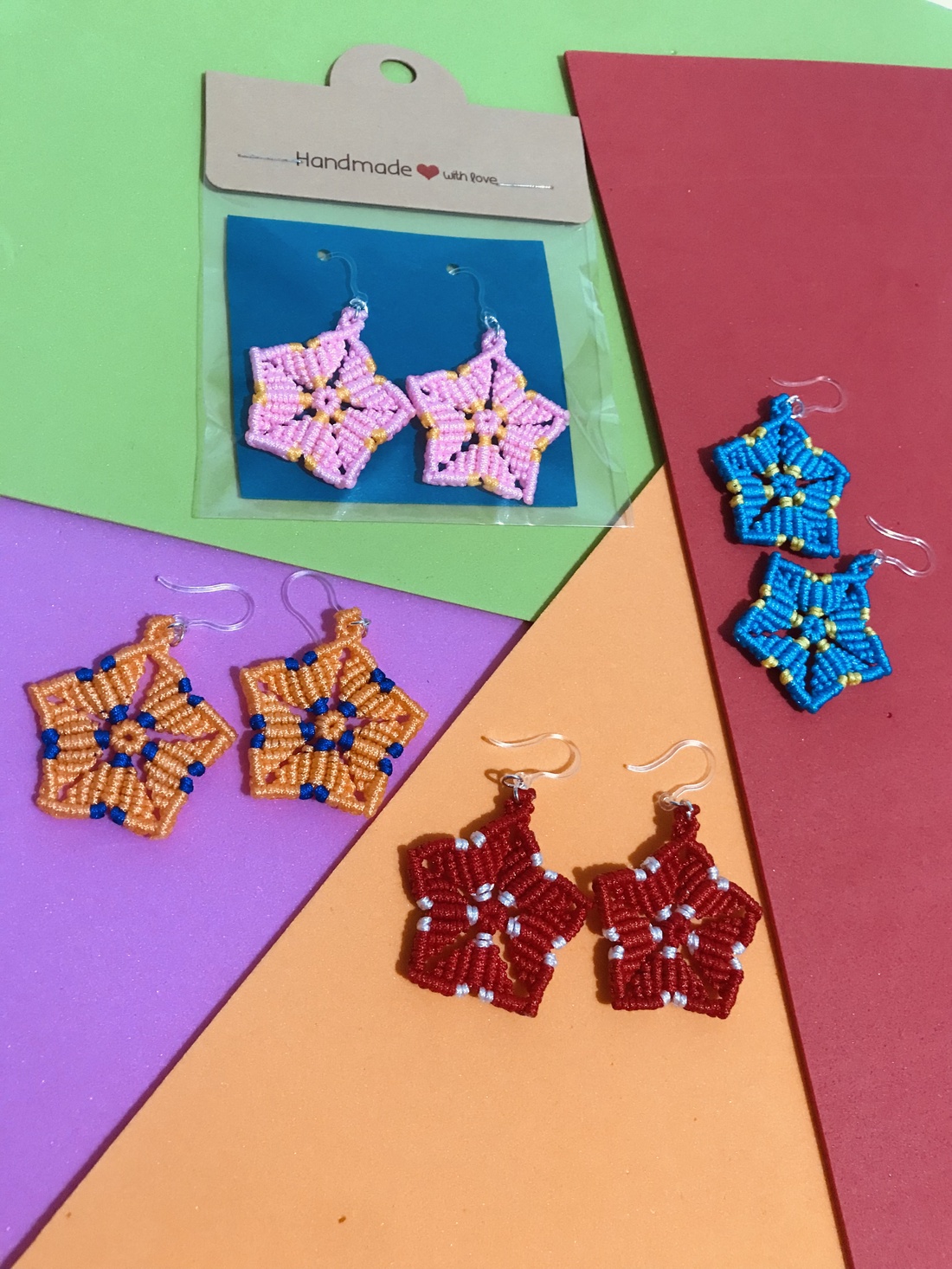 Cercei �Magie in macrame - bijuterii - cercei - cercei lungi - Artynos.ro