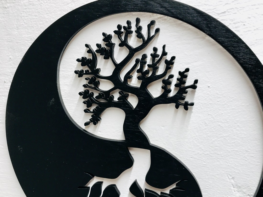 Decor de perete Jin Jang cu motivul copacului vieții - casă & stil de viață - accesorii pentru decorat casa - picturi murale - artă de perete din lemn - Artynos.ro