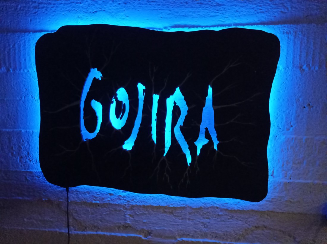 Gojira - artă de perete iluminată pentru fani - casă & stil de viață - accesorii pentru decorat casa - Artynos.ro