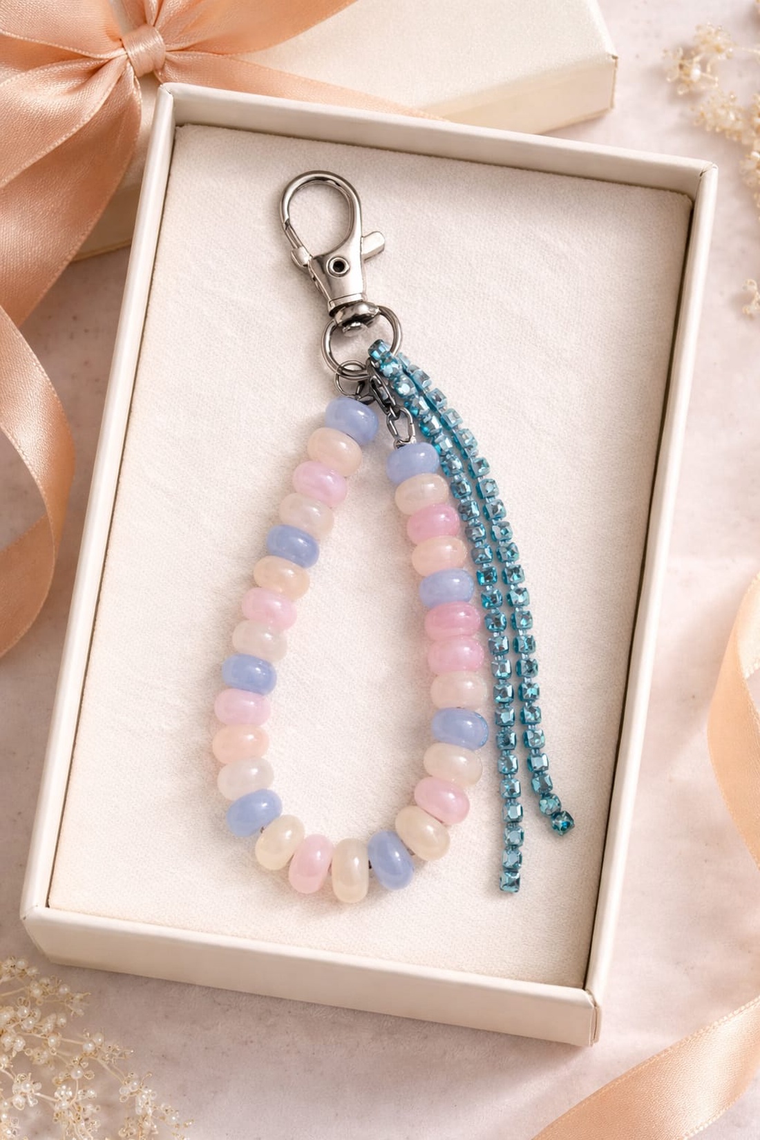 SHIRO - world of charms - Charm pentru geantă sau chei � talisman din beril în nuanțe pastel - genți și portofele - accesorii genți - breloc - Artynos.ro