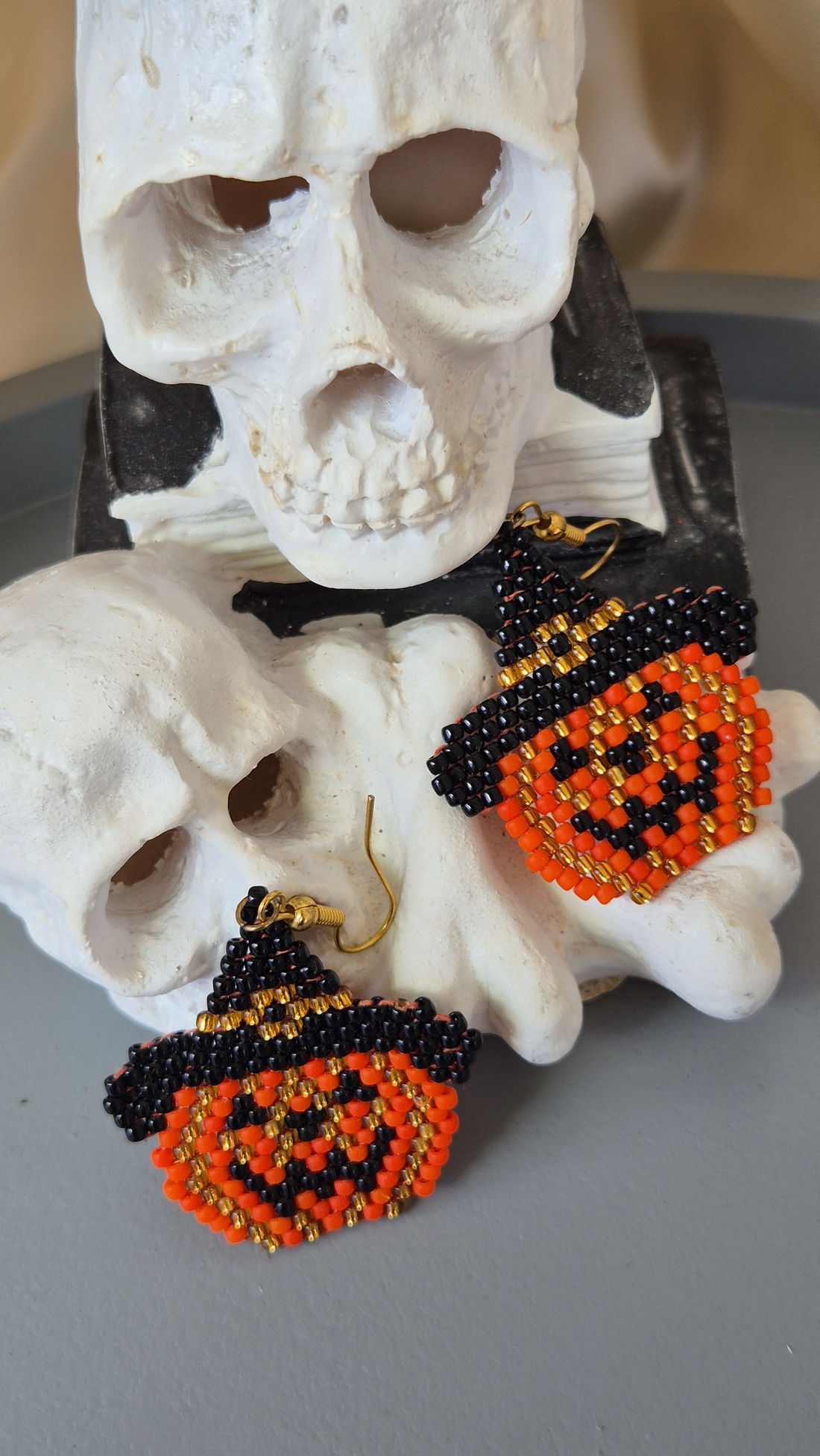 Cercei Dovleac Halloween  - bijuterii - cercei - cercei din mărgele - Artynos.ro