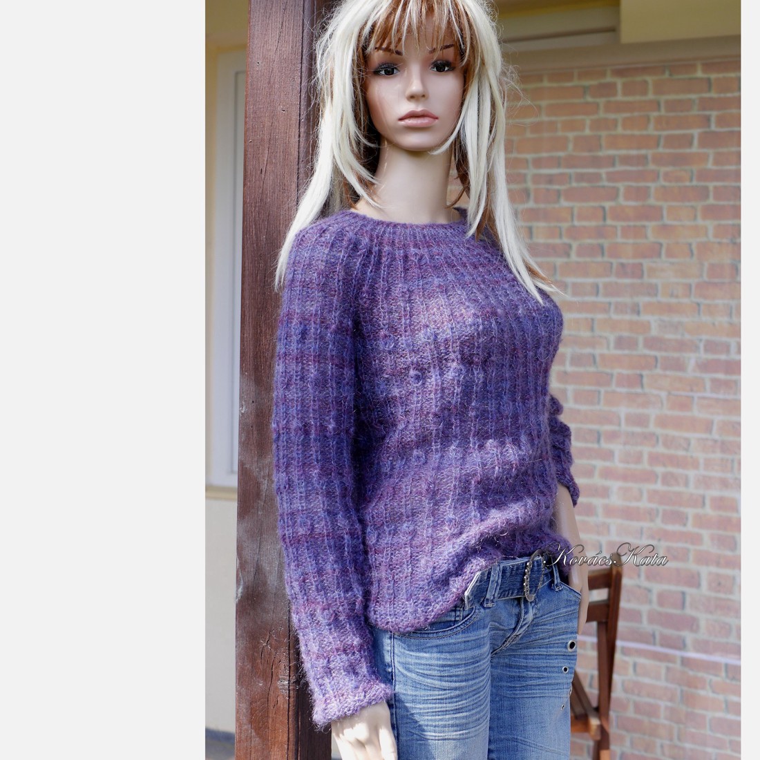 LONCI - pulover exclusiv tricotat manual din mohair / violet - îmbrăcăminte și modă - haine damă - hanorace, cardigane - Artynos.ro