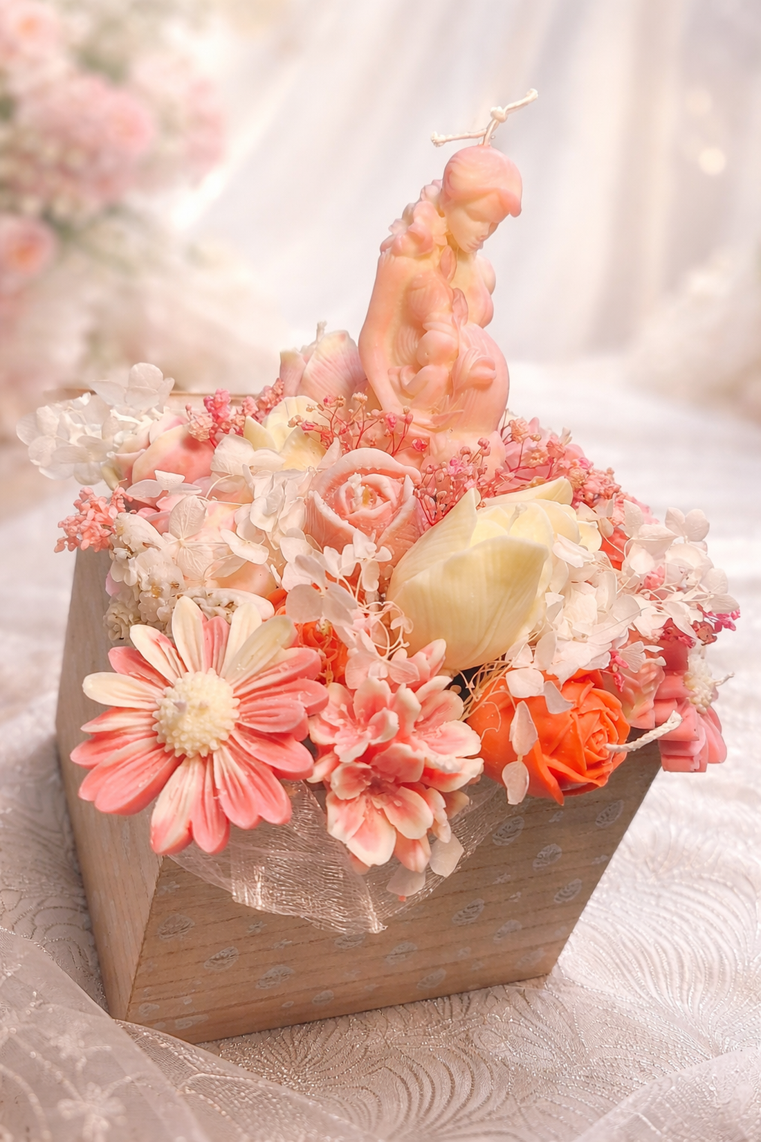 Aranjament flori de ceara ziua mamei  - casă & stil de viață - lumânări, parfumuri, arome - ceară parfumată - Artynos.ro