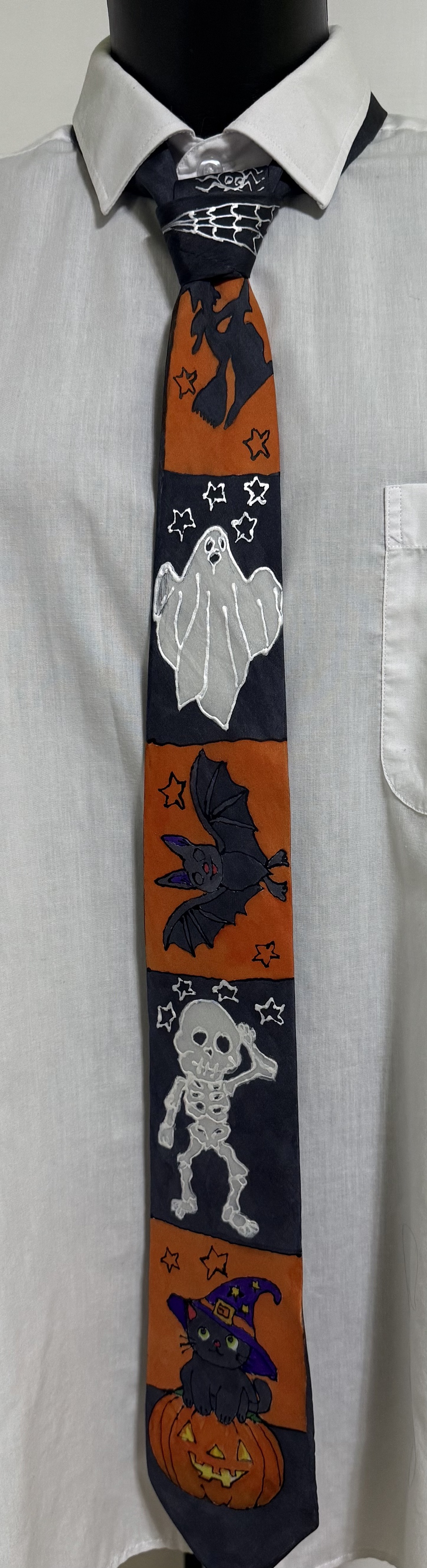Colecția de mătase de Halloween � magie pictată manual (eșarfă + cravată) - casă & stil de viață - decorațiuni de casă - halloween - tot ce ai nevoie de o petrecere! - costum de halloween - Artynos.ro