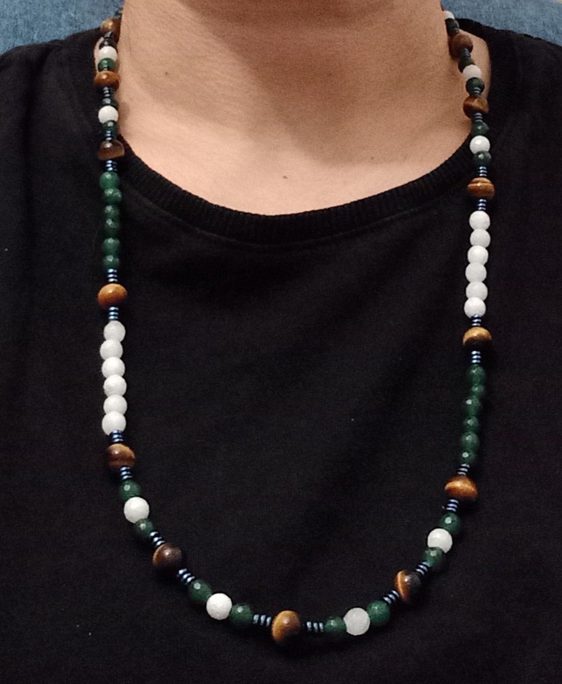 Colier handmade cu pietre semipretioase si accesorii argint - bijuterii - coliere - coliere lungi - Artynos.ro