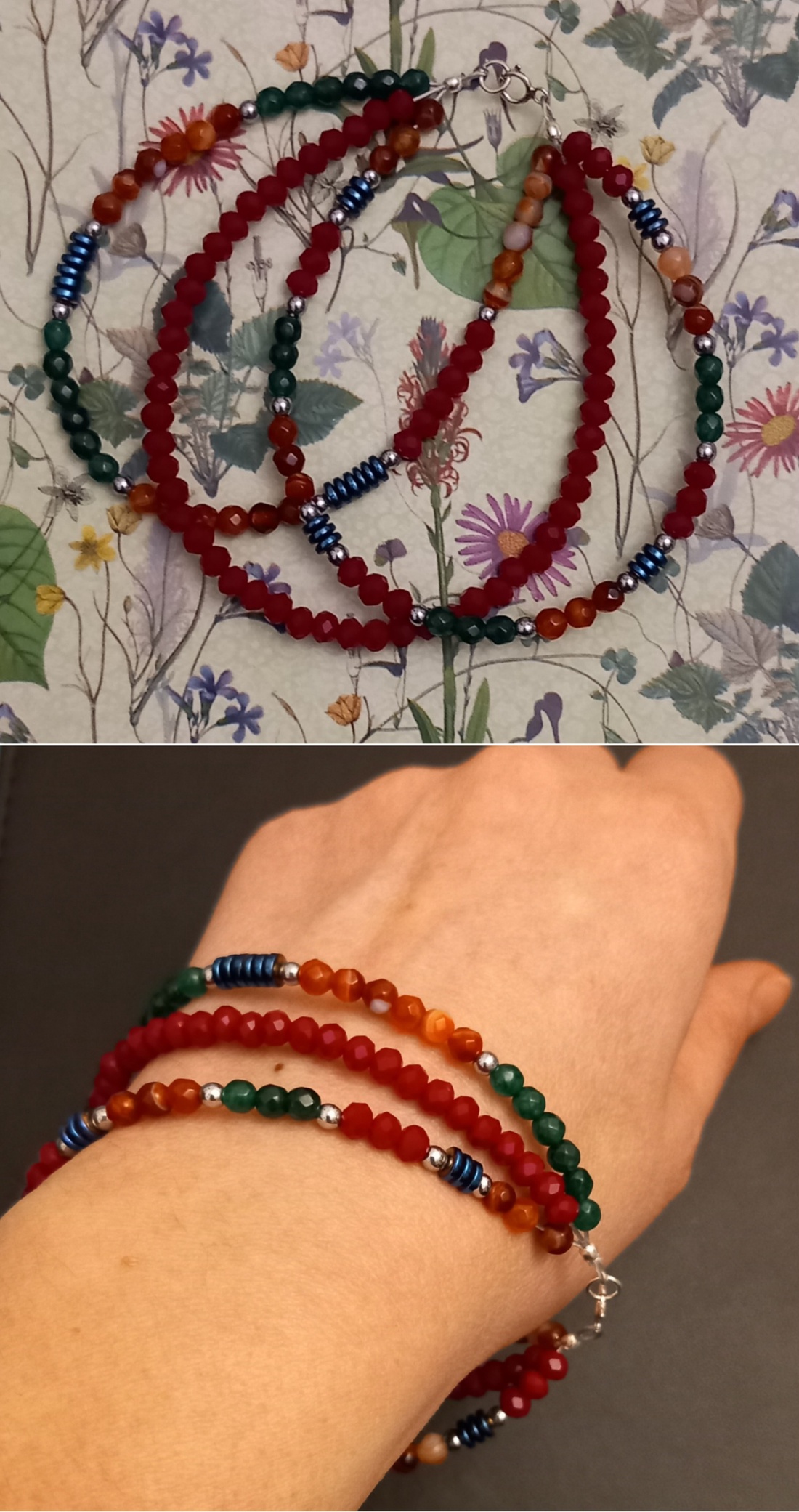 Bratara tripla handmade cu pietre semipretioase si argint - bijuterii - brățări - brățară cu mărgele - Artynos.ro Bratara tripla handmade cu pietre semipretioase si argint - bijuterii - brățări - brățară cu mărgele - Artynos.ro