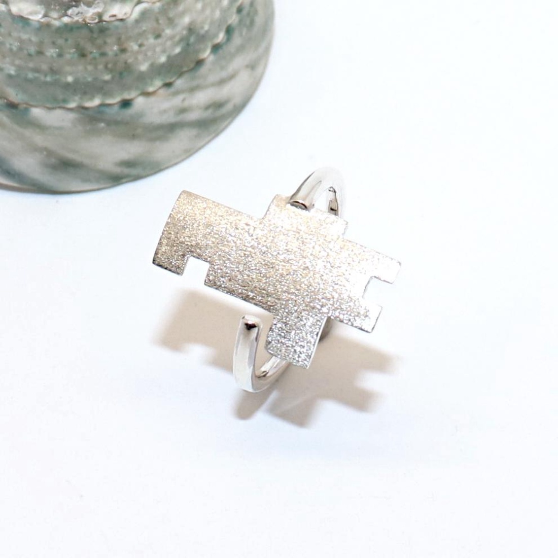 Cubist, inel de damă din argint, mărimea 58, reglabil (EGY.040) - bijuterii - inele - inele statement - Artynos.ro