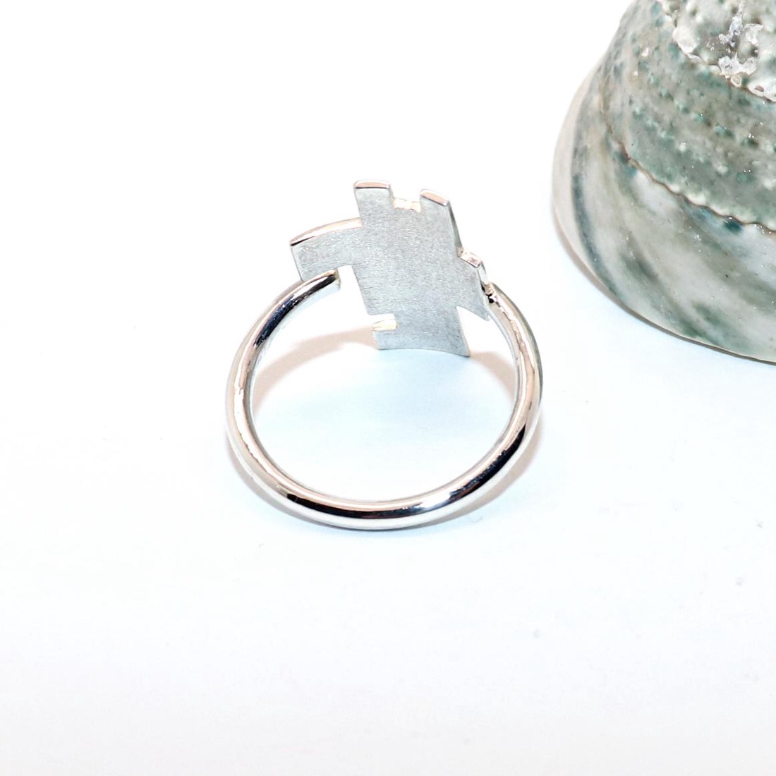 Cubist, inel de damă din argint, mărimea 58, reglabil (EGY.040) - bijuterii - inele - inele statement - Artynos.ro