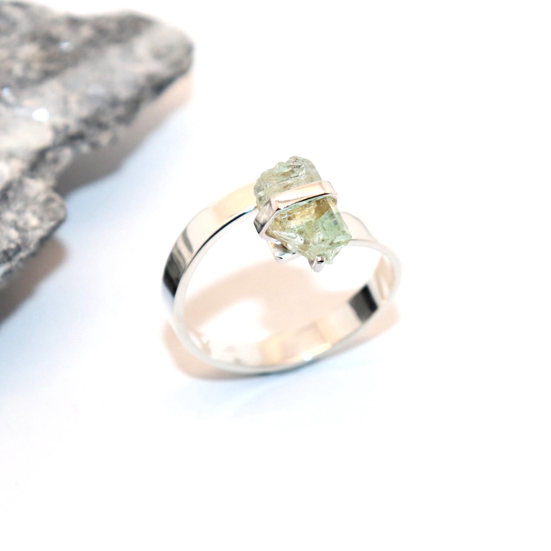 Beryl, inel de damă din argint, mărimea 56, reglabil (EGY.194) - bijuterii - inele - inele din argint - Artynos.ro