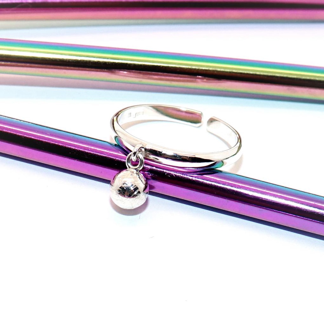 Inel cu minge zgâriată în mișcare, inel de damă din argint, mărimea 61, reglabil (EGY.228) - bijuterii - inele - inele statement - Artynos.ro