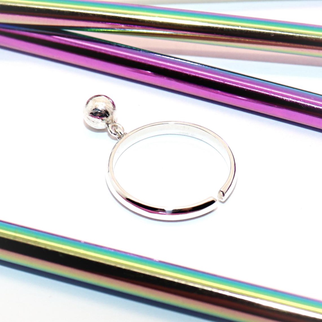 Inel cu minge zgâriată în mișcare, inel de damă din argint, mărimea 61, reglabil (EGY.228) - bijuterii - inele - inele statement - Artynos.ro