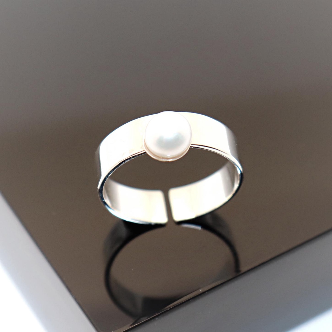 Inel de damă din argint cu perlă albă, mărimea 57 (EGY.274) - bijuterii - inele - inele statement - Artynos.ro