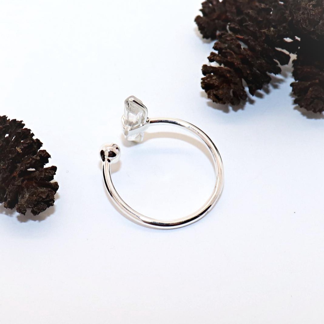 Inel de damă din cristal de stâncă, argint, mărimea 58, reglabil (EGY.282) - bijuterii - inele - inele din argint - Artynos.ro