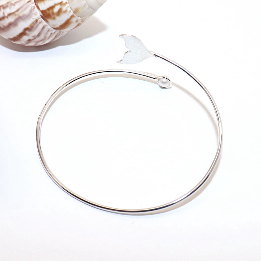 Brățară de damă din argint cu aripioară de delfin, 19 cm, reglabilă (EK.034) - bijuterii - brățări - brățări din argint - Artynos.ro