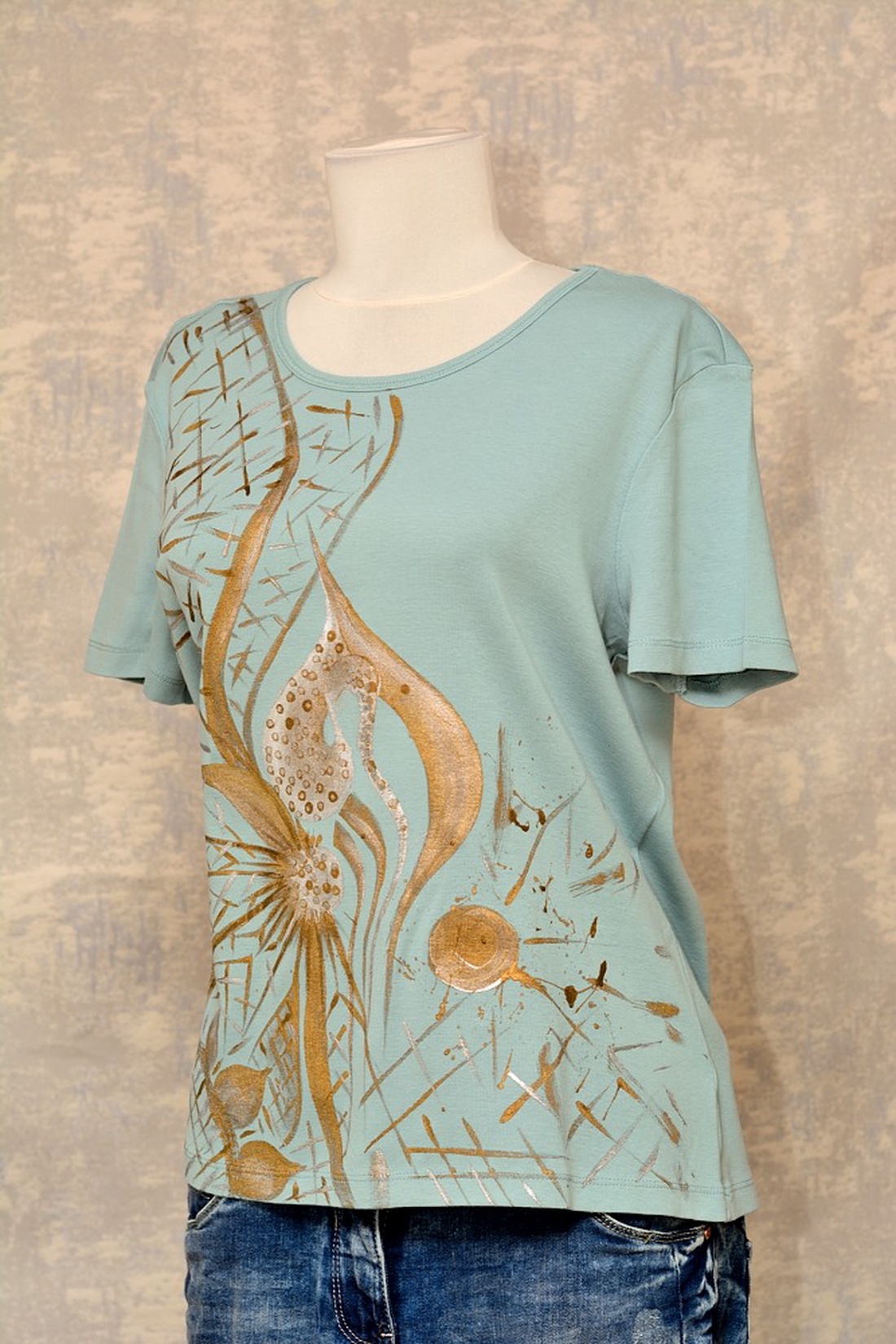 Tricou pictat manual, unicat Joy Collection - îmbrăcăminte și modă - haine damă - tricou și top de damă - Artynos.ro