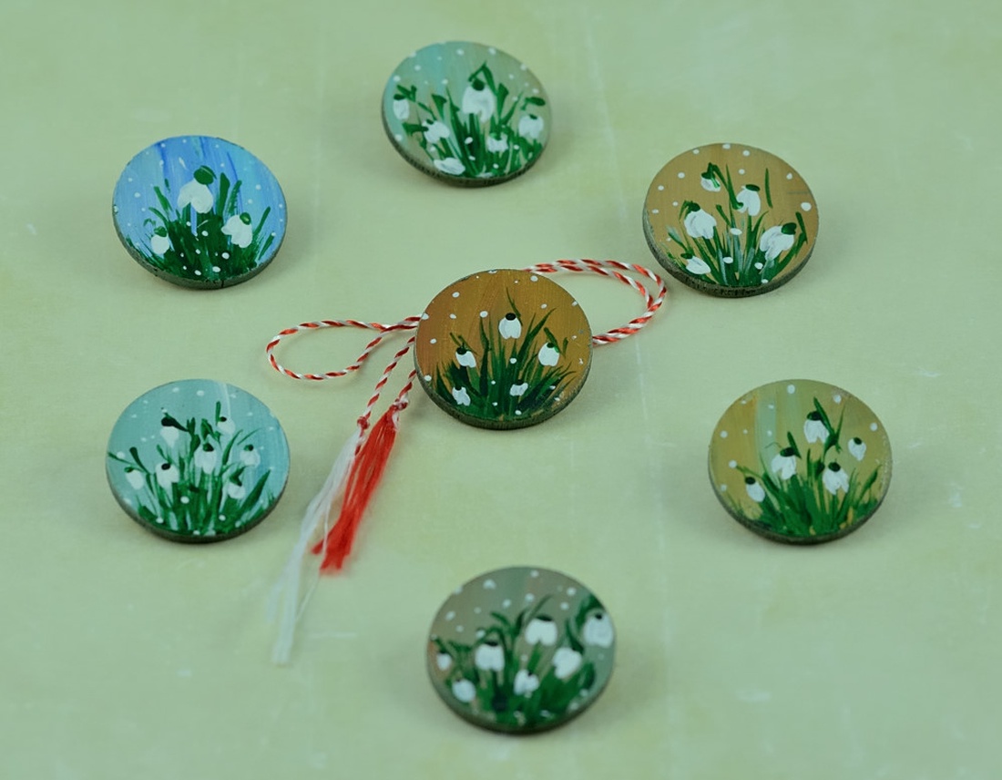 Broșă: Ghiocei  - bijuterii - mărțișor - Artynos.ro