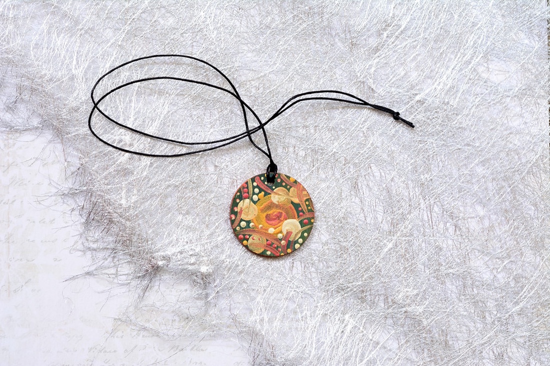 Pandantiv pictat, unicat - bijuterii - coliere - pandative - Artynos.ro