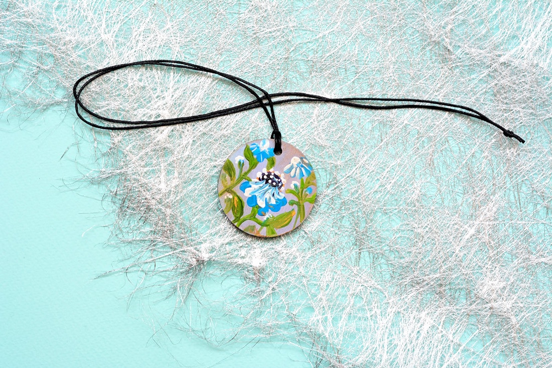 Pandantiv pictat, unicat - bijuterii - coliere - pandative - Artynos.ro