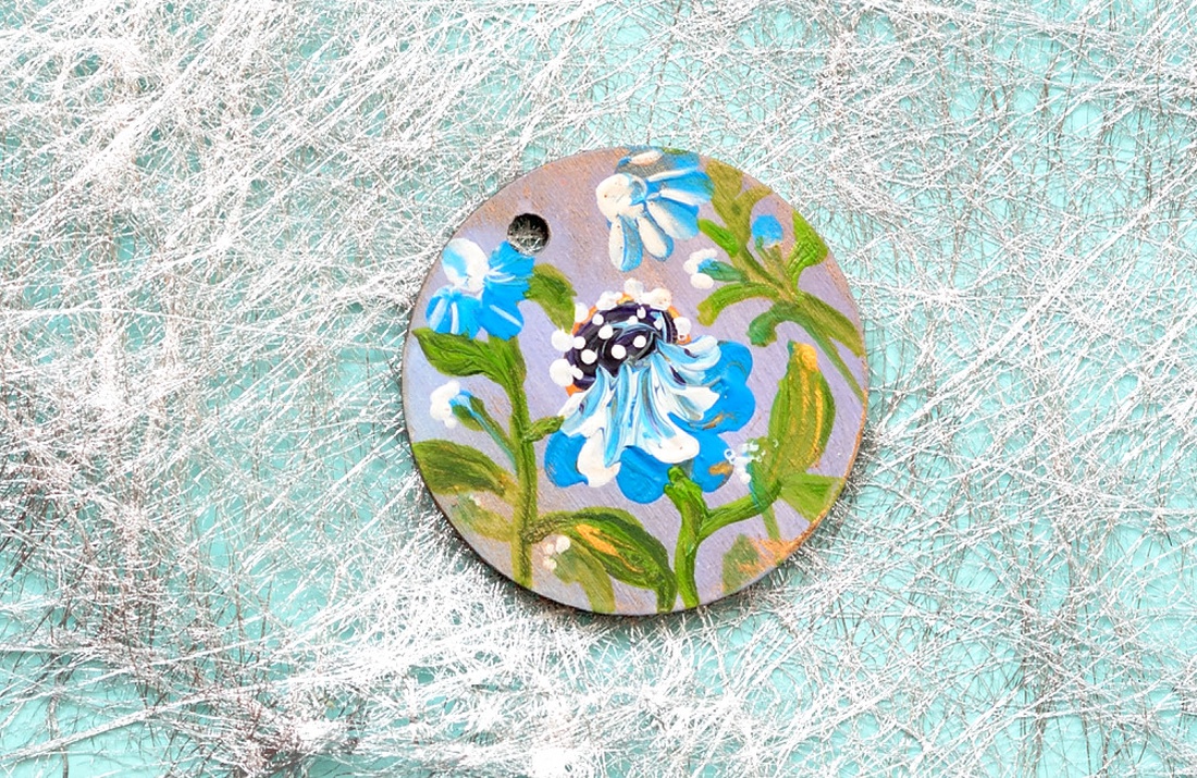 Pandantiv pictat, unicat - bijuterii - coliere - pandative - Artynos.ro