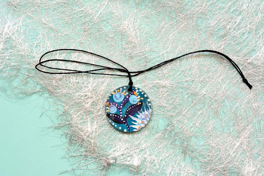 Pandantiv pictat, unicat - bijuterii - coliere - pandative - Artynos.ro