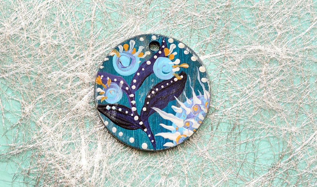 Pandantiv pictat, unicat - bijuterii - coliere - pandative - Artynos.ro