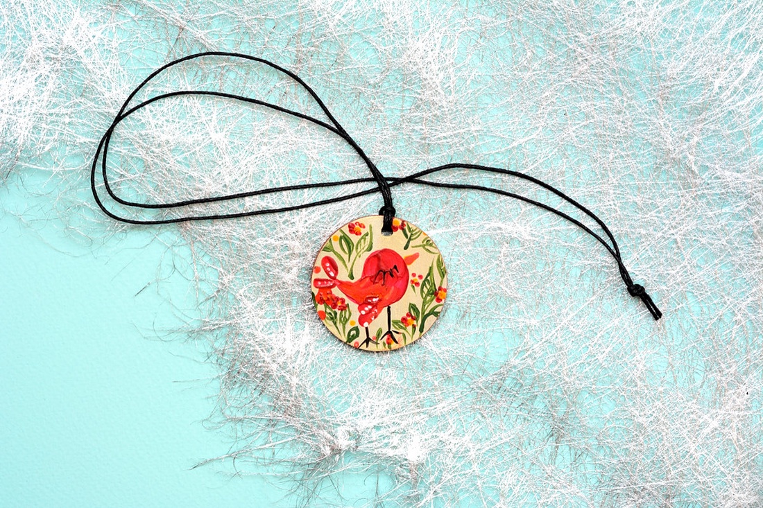 Pandantiv pictat, unicat - bijuterii - coliere - pandative - Artynos.ro