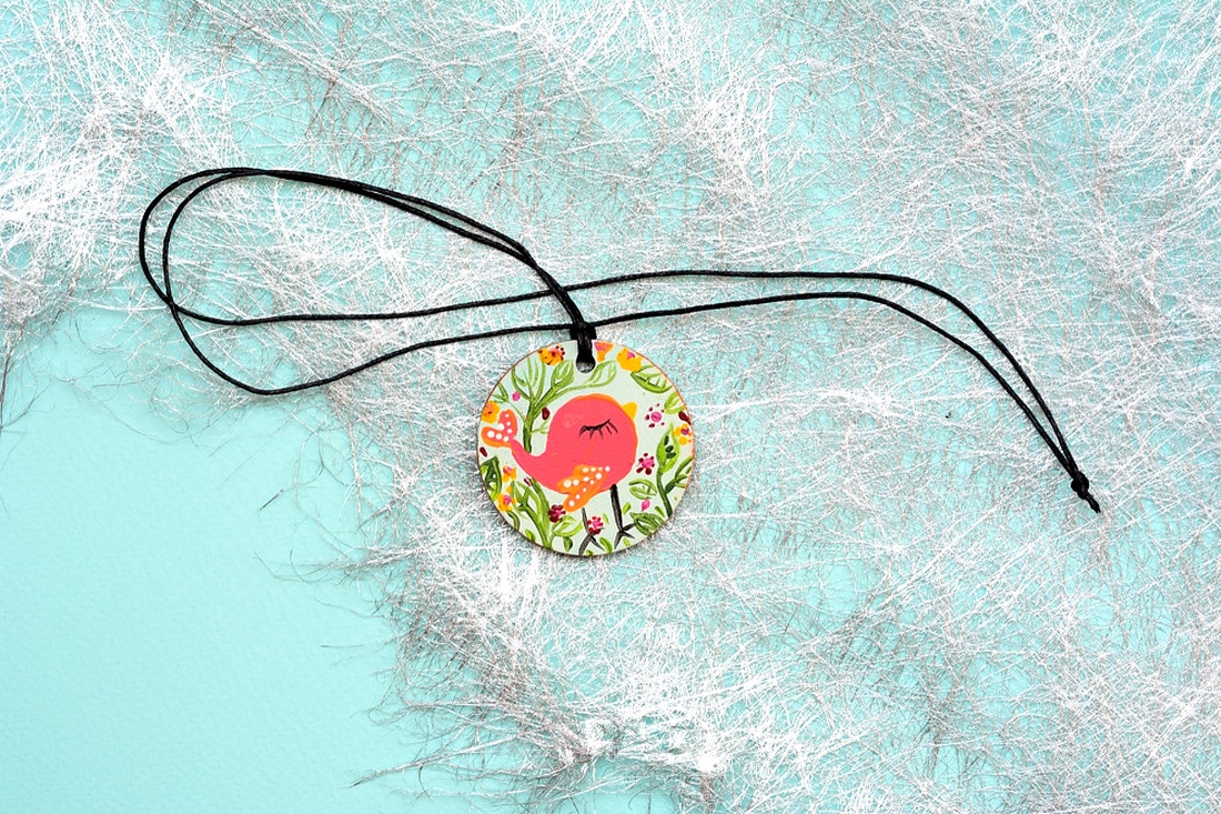 Pandantiv pictat, unicat - bijuterii - coliere - pandative - Artynos.ro