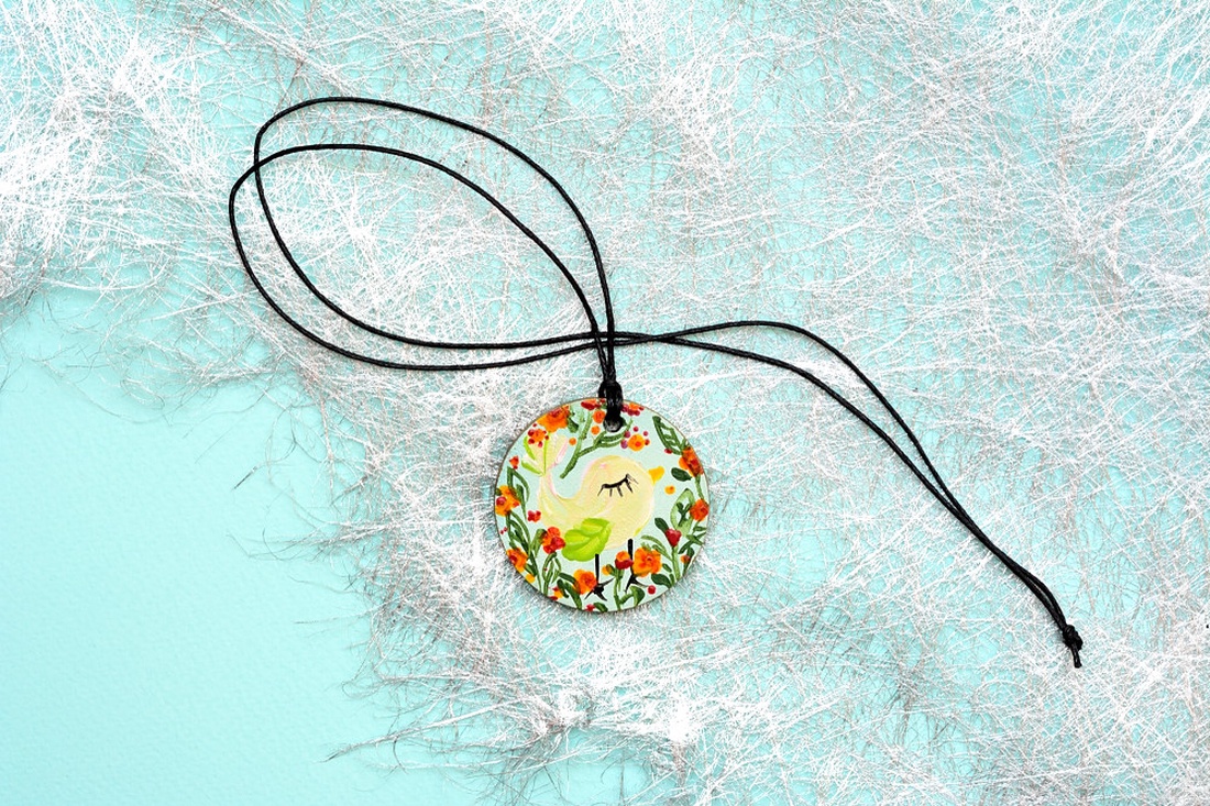 Pandantiv pictat, unicat - bijuterii - coliere - pandative - Artynos.ro