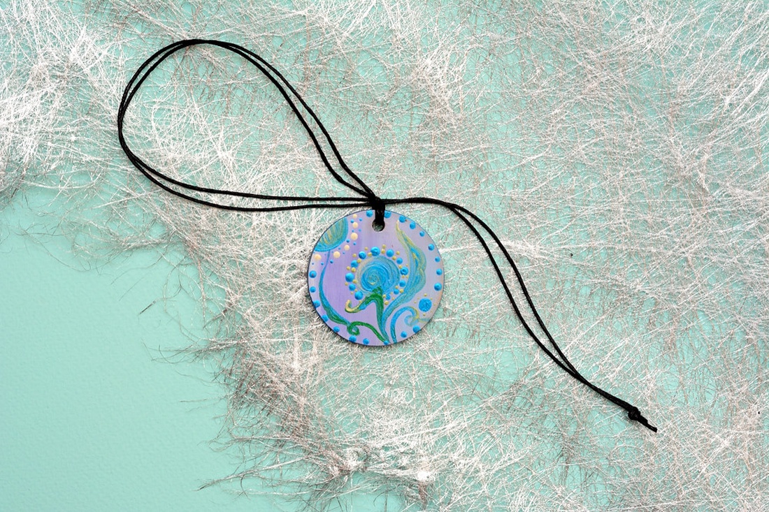 Pandantiv pictat, unicat - bijuterii - coliere - pandative - Artynos.ro