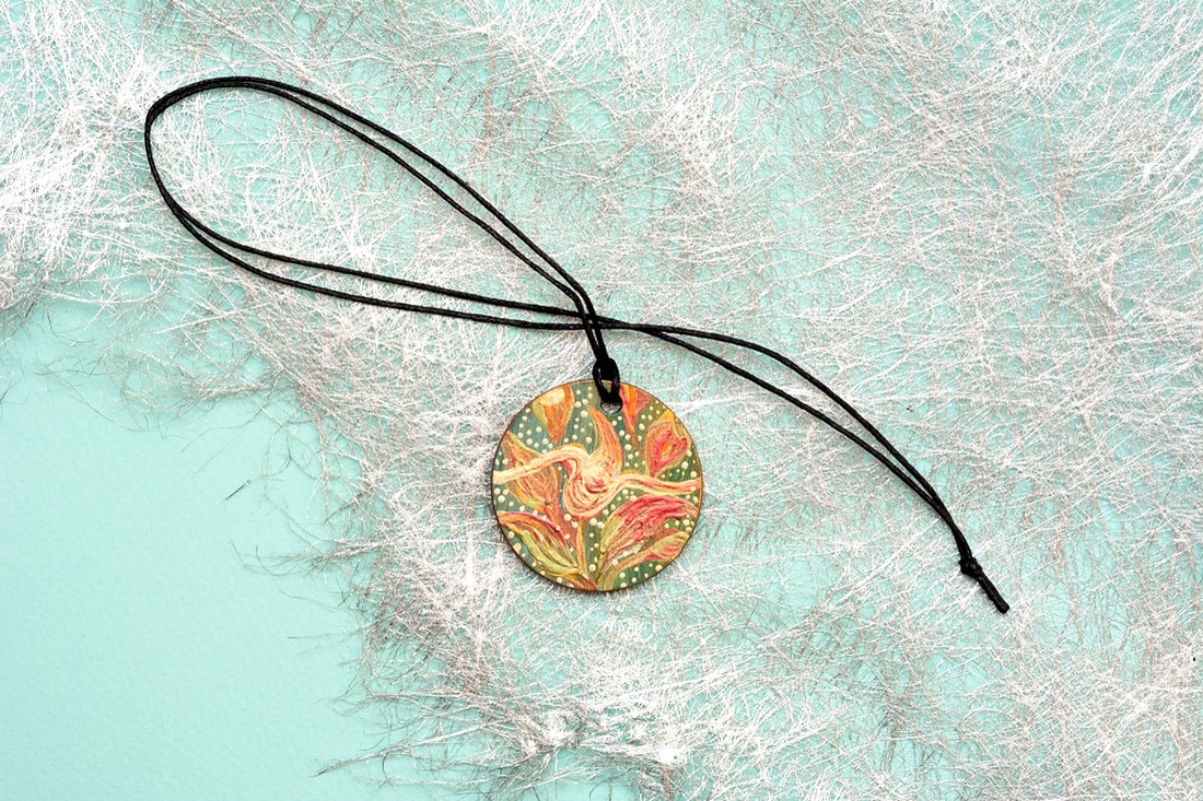 Pandantiv pictat, unicat - bijuterii - coliere - pandative - Artynos.ro