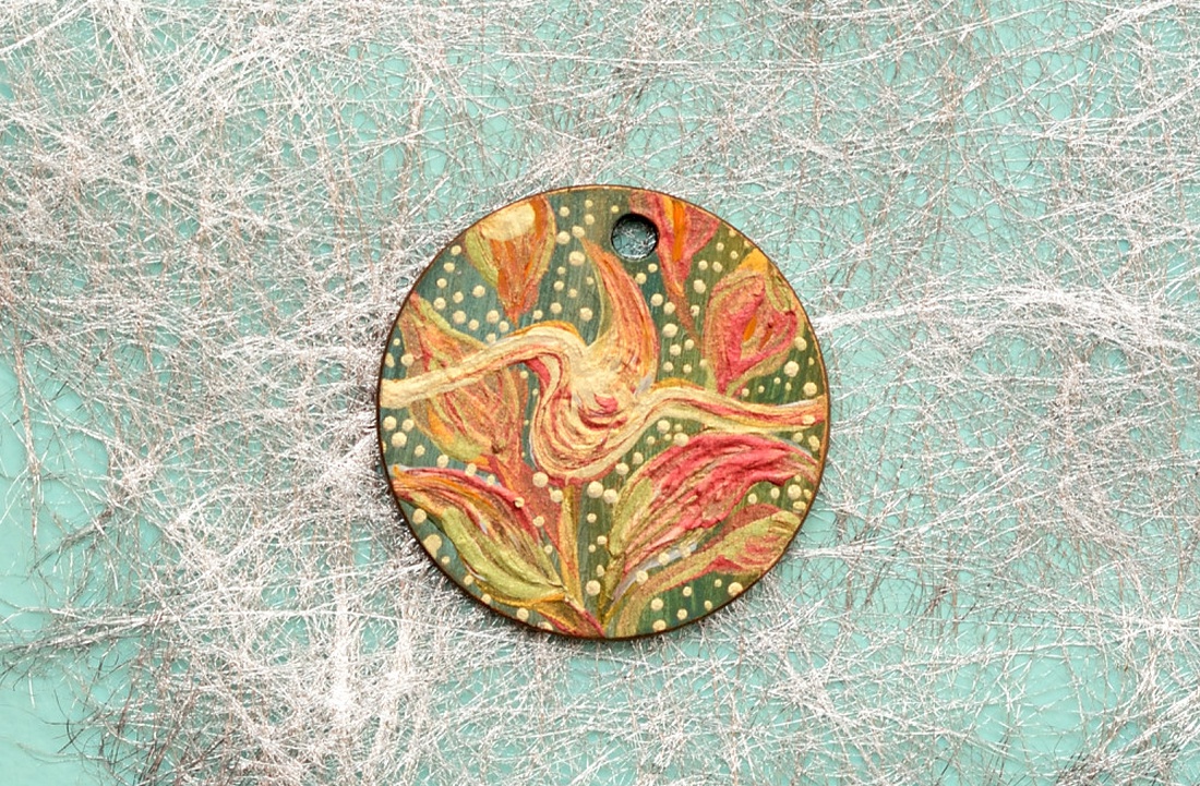 Pandantiv pictat, unicat - bijuterii - coliere - pandative - Artynos.ro