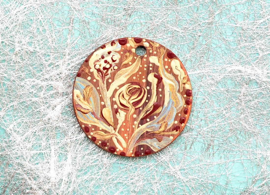 Pandantiv pictat, unicat - bijuterii - coliere - pandative - Artynos.ro