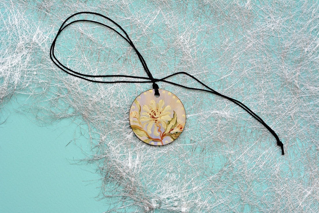 Pandantiv pictat, unicat - bijuterii - coliere - pandative - Artynos.ro